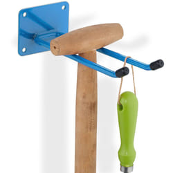 Relaxdays Gancio Porta Attrezzi da Giardino, L 24 cm, Appendi Scope e Accessori Giardinaggio, Portaoggetti Officina, Blu