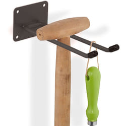 Relaxdays - Gancio Porta Attrezzi da Giardino, l: 24 cm, Appendi Accessori Giardinaggio, Portaoggetti Officina, Marrone