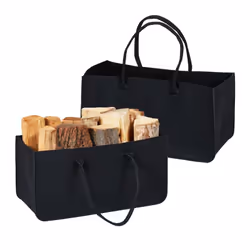 Con questo set da 2 cesti è possibile riporre la legna da ardere con stile. Il design moderno in feltro nero si adatta perfet ...