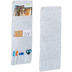 Portaoggetti da Parete, Set da 2 in Feltro, 6 Cestini, Organizer per Bagno e Cucina, 64,5 x 25 cm, Grigio - Relaxdays