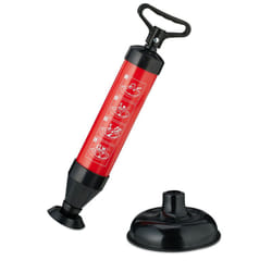 Relaxdays - Pompa Sturalavandini Aria Compressa, 2 Inserti per il Bagno, Stura Scarichi Intasati per Lavandino, Nero Rosso