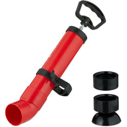 Relaxdays - Pompa Sturalavandini Aria Compressa, 2 Inserti per il Bagno, Stura Scarichi Intasati per Lavandino, Nero Rosso