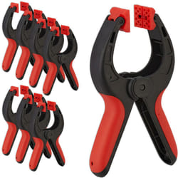 Relaxdays - Morsetti a Molla in Nylon, Set da 8 Pinze Modellismo, Apertura 7 cm, Mollette Morsa per Teli, Clip, Rosso Nero