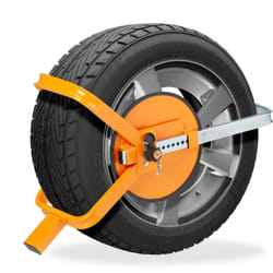 Relaxdays - Ganascia per Ruote da 13-15 Pollici, Ceppo per Pneumatico Automobile, Camper, Caravan, Bloccaruota, Arancione