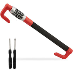 Relaxdays - Antifurto Bloccasterzo Auto, Lucchetto Numerico 5 Cifre, Asta Blocca Volante Regolabile in Acciaio, Nero Rosso