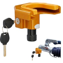 Relaxdays Antifurto Rimorchi, Serratura a 2 Chiavi, Protezione Gancio Camper, Lucchetto Sicurezza Auto, Nero Arancione