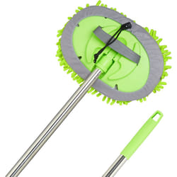 Relaxdays - Spazzola Lavaggio Auto, Spugna Microfibra con Asta Telescopica, Bastone Spazzolone 160 cm, Verde Argentato