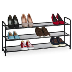 Scarpiera a 3 Ripiani, Scaffale Slim HxLxP: 48 x 100 x 25,5 cm, Portascarpe Salvaspazio per 12 Paia di Scarpe - Relaxdays