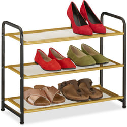 Relaxdays Scarpiera a 3 Ripiani, Scaffale Slim HxLxP: 48 x 60 x 25 cm, Portascarpe Salvaspazio per 6 Paia di Scarpe