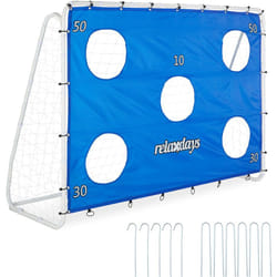 Relaxdays - Porta da Calcio per il Giardino, Porticina per Adulti e Bambini, Telo di Precisione, 170x235x85 cm, Blu Bianco