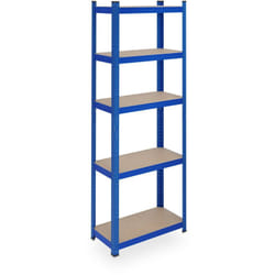 Relaxdays - Scaffale in Acciaio, hlp 180 x 60 x 30 cm, con 5 Ripiani ad Alta Portata 500 kg, per Garage e Cantina, Blu