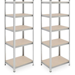 Set da 2 Scaffali in Acciaio, 180x60x45 cm, con 5 Ripiani ad Alta Portata 500 kg per Garage e Cantina, Argento - Relaxdays