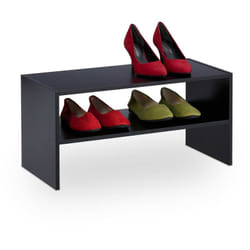 Scarpiera Ingresso, 2 Ripiani Impilabili, 4 Paia di Scarpe, Portascarpe Salvaspazio, 29,5x60x29,5 cm, Nero - Relaxdays
