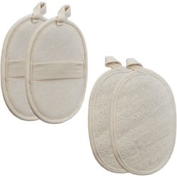 Relaxdays - Spugna di Luffa Naturale, Set da 4 Scrubber per Corpo Esfoliante, Loofah Vegetale per Doccia, Donne e Uomini