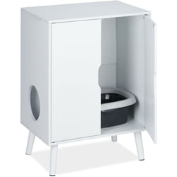 Relaxdays - Mobile da Lettiera Nascosta, Cuccia per Gatti, Mobiletto Lettino Gattini con Anta, hlp: 77x58x40 cm, Bianco