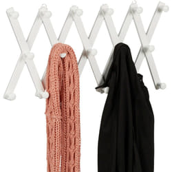 Relaxdays - Attaccapanni da Parete, Appendiabiti Allungabile con 17 Ganci, Guardaroba Appendino Ingresso, Legno, Bianco