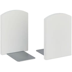 Relaxdays - Set da 2 Fermalibri per Mensole, Supporti Libri, dvd, Reggilibri in Bambù hlp 18x12x12 cm, Bianco