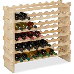 Relaxdays - Cantinetta Portabottiglie, 48 Bottiglie di Vino, Disposizione Orizzontale, hlp 73x82x25 cm, in Legno, Naturale