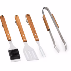 Il set di utensili per barbecue da 4 è un must per ogni appassionato di grigliate. Le pinze, la spatola e lo spiedo sono uten ...