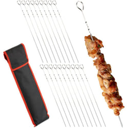 Relaxdays - Spiedini per Barbecue in Acciaio Inox, Set 20 Spiedi da Griglia per Carne e Verdure, Accessori bbq, Argentato