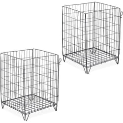 Relaxdays - Compostiera in Metallo, Set da 2, per Compost da Giardino, Cesta per Foglie e Fogliame, 68 x 46 x 46 cm, Nero