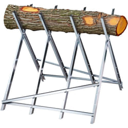 Cavalletto Taglialegna, Trespolo per Tagliare la Legna 150 kg, Sega e Motosega, Acciaio, 80x80x82 cm, Argento - Relaxdays