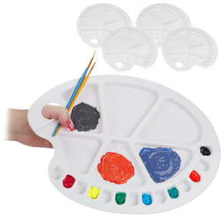 Relaxdays - Tavolozza per Dipingere, Set da 5, per Colori Acrilici, Acquerelli e Tempere, per Artisti, in Plastica, Bianco