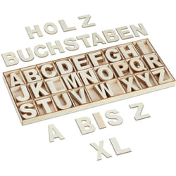 Relaxdays - Lettere in Legno, Set da 208 Letterine Maiuscole da a-z per Bricolage e Lavoretti, Idee Decorative, Naturale