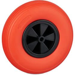 Relaxdays Ruota per Carriola 3,50-6, Gomma Piena, Cerchione Plastica, Ruotino Scorta Antiforatura, 100 kg, Nero/Rosso