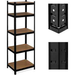 Relaxdays - Scaffale in Metallo, HxLxP 180x60x45 cm, 5 Ripiani ad Alta Portata, 500 kg, per Garage e Cantina, Nero