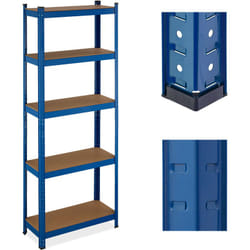 Relaxdays - Scaffale Carichi Pesanti in Acciaio, hlp 180x70x30 cm, 5 Ripiani ad Alta Portata 500 kg, Garage e Cantina, Blu