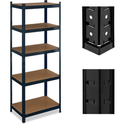 Relaxdays - Scaffale Carichi Pesanti in Acciaio, hlp 180x70x45 cm, 5 Ripiani ad Alta Portata 500kg, Garage e Cantina, Nero