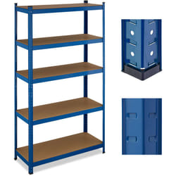 Relaxdays - Scaffale Carichi Pesanti in Acciaio, hlp 180x100x40 cm, 5 Ripiani Alta Portata 500 kg, Garage e Cantina, Blu