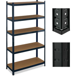 Relaxdays - Scaffale Carichi Pesanti in Acciaio, hlp 180x100x40 cm, 5 Ripiani Alta Portata 500 kg, Garage e Cantina, Nero