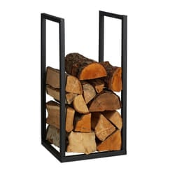Relaxdays - Scaffale Portalegna da Interno in Metallo, per Ceppi da Camino, hlp 60x30x30 cm, Porta Legna da Ardere, Nero