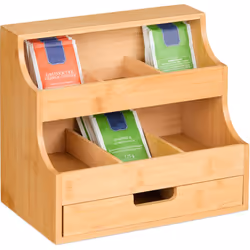 Il dispenser con cassetto in bambù naturale per bustine da tè è l'ideale per tenere in ordine tutte le bustine. I 9 scomparti ...