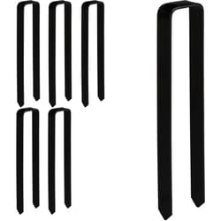 Relaxdays Picchetti di Ancoraggio, Set da 6 Archetti per Piante Rampicanti, Design a U, Acciaio, HLP: 30x6x2,5 cm, Nero