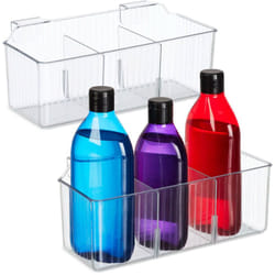 Relaxdays Portaoggetti da Appendere, Set da 2 Organizer Sospesi, 3 Scomparti, Box Sopra Anta, Plastica, Trasparente