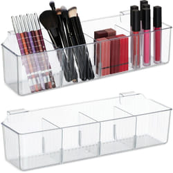 Relaxdays Portaoggetti da Appendere, Set da 2 Organizer Sospesi, 4 Scomparti, Box Sopra Anta, Plastica, Trasparente