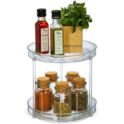 Relaxdays - Portaspezie Girevole per la Cucina, ø 23,5 cm, Porta Profumi, Vassoio Rotondo per Armadietti, Trasparente