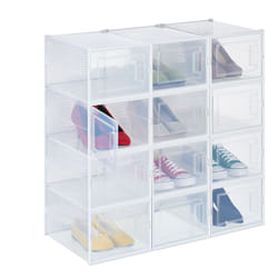 Set 12 Scatole di Plastica per Scarpe fino al n. 47, Scarpiera con Box Impilabili, Shoe Organizer, Trasparenti - Relaxdays