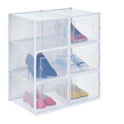 Relaxdays Set 6 Scatole di Plastica per Scarpe fino al N. 48, Scarpiera con Box Impilabili, Shoe Organizer, Trasparenti