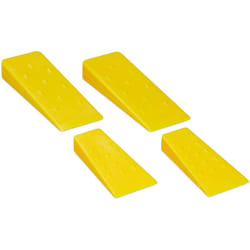 Relaxdays - Cuneo Spaccalegna, Set da 4 Spacca Legna Manuali, 14 e 21 cm, Accessori per Abbattimento Alberi, Giallo