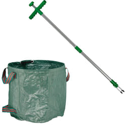Relaxdays - Estirpatore Erbacce Manuale e Sacco Raccogli Foglie da Giardino, Set Giardinaggio, Sarchiatore 99 cm, Verde