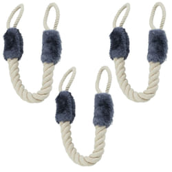 Relaxdays - Fermaporta a Corda in Set da 3, Lunghi 60cm, Paracolpi da Maniglia, Sicurezza Bambini e Animali, Beige Grigio