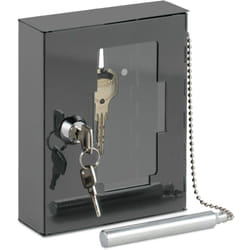 Relaxdays - Cassette con Chiavi di Emergenza con Martelletto Rompivetro, Chiudibile, hlp 15x12x5 cm, Vetro e Ferro, Grigio