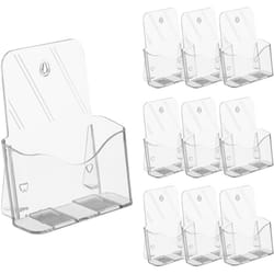 Relaxdays - Portariviste Parete o Tavolo, Set 10 Porta Depliant A5, Espositore Acrilico a Muro, 20x17,5x8,5cm, Trasparente