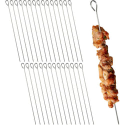 Relaxdays - Set 30 Spiedini in Acciaio Inox per Barbecue, Spiedi da Griglia per Carne e Verdure al bbq, l: 28cm, Argentato