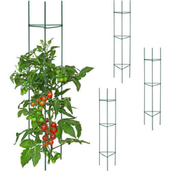 Relaxdays - Supporto per Piante Rampicanti, Set da 4, HxLxP: 90x16x16 cm, per Fiori e Pomodori, Metallo e Plastica, Verde