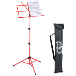 Relaxdays Leggio Musicale Pieghevole HLP: 140x53x49 cm, per Chitarra, Violino e Canto, Porta Spartito in Ferro, Rosso